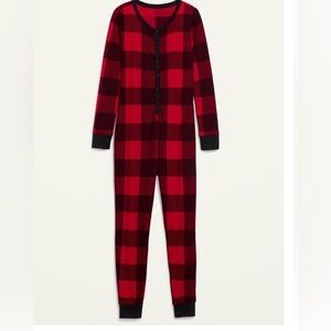 Old Navy Hooded Plaid Adult Onesie NEW